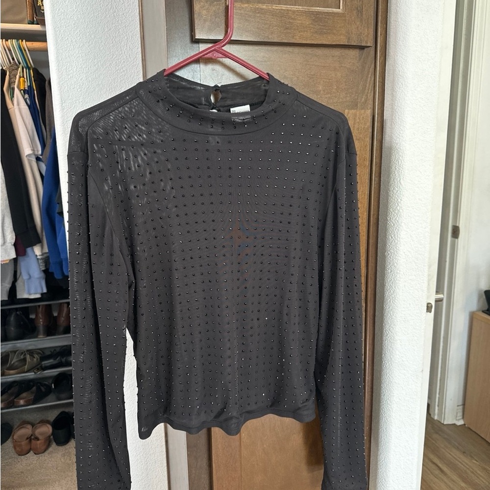 No Boundaries Black Studded Long Sleeve Top